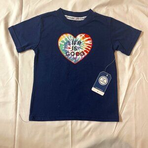Life is good Kids retro rainbow Heart t- Shirt size 5. Made in China.